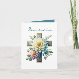 Cute Cross with roses customisable  Card