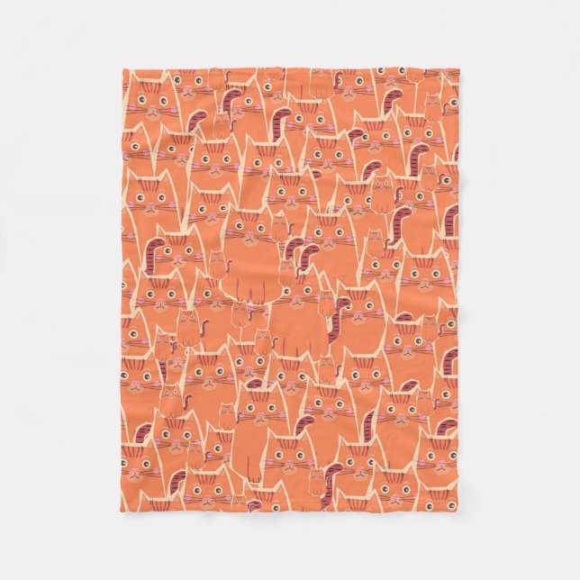 Cute Crowd of Orange Cats Fleece Blanket (Front)