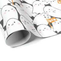 Cute Crowded Ghosts with Boo flags
