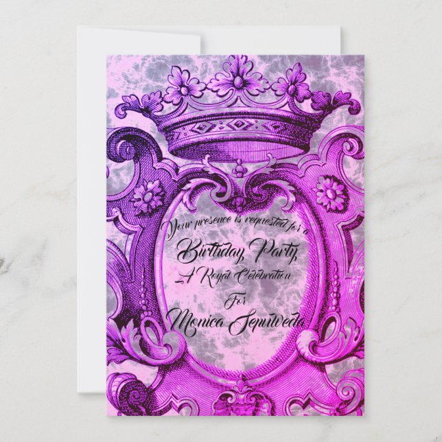 Cute Crown Personalised Birthday Party Invitation (Front)