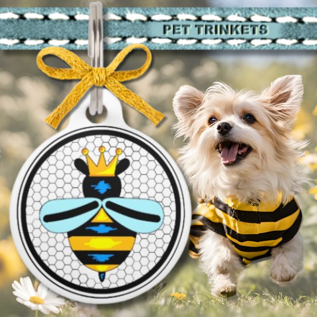 Cute Crowned Queen Bee Pet Tag (Creator Uploaded)