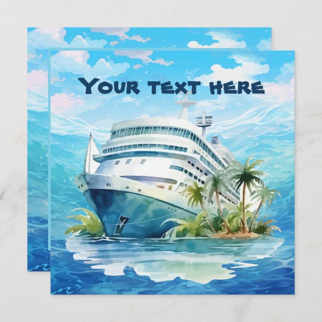 Cute cruise ship beach party  invitation (Front/Back)