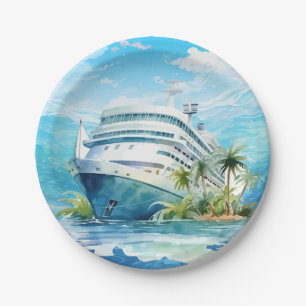 Cute cruise ship beach party paper plate