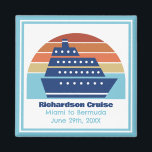 Cute Cruise Ship Family Trip Sunset Personalised Magnet<br><div class="desc">Cool custom cruise ship magnet for your family reunion or spring break trip to Bermuda,  The Bahamas,  or The Caribbean. Customise this cute retro ocean sunset keepsake with your family name and destination or year.</div>