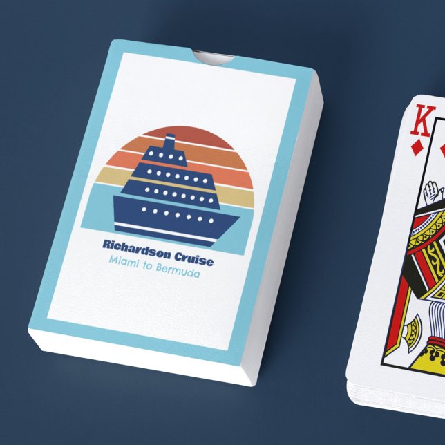 Cute Cruise Ship Family Trip Sunset Personalised Playing Cards (Creator Uploaded)