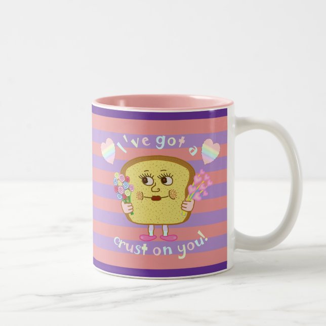 Cute Crust on You Valentine's Day Pun Two-Tone Coffee Mug (Right)