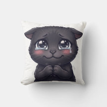 Cute Crying Black Cat Begging Canvas Wall Art