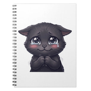 Cute Crying Black Cat Begging Canvas Wall Art Notebook