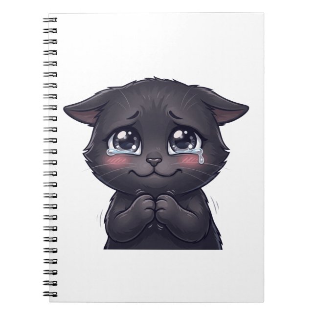 Cute Crying Black Cat Begging Canvas Wall Art Notebook (Front)