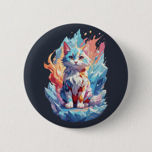 Cute Crystal Fantasy Cat Design 6 Cm Round Badge