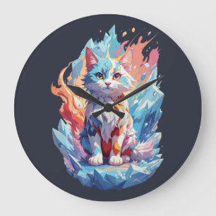 Cute Crystal Fantasy Cat Design Large Clock