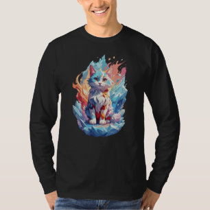 Cute Crystal Fantasy Cat Design T-Shirt