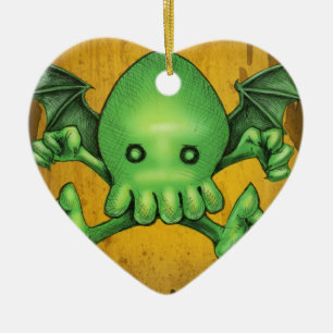Cute Cthulhu Chibi Kneel Before Me Ceramic Tree Decoration