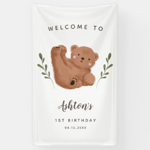Cute Cub Bear Boy Birthday Party Welcome Banner