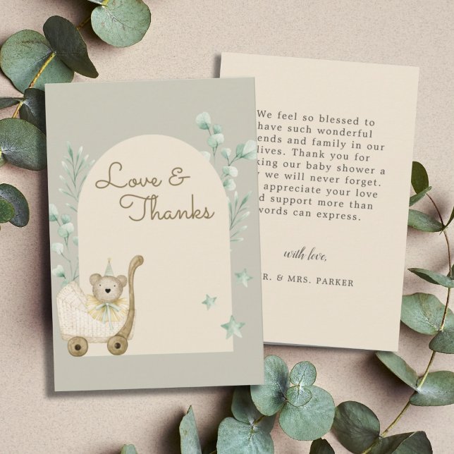 Cute Cub Bear Watercolor Baby Shower Thank  Card (Creator Uploaded)