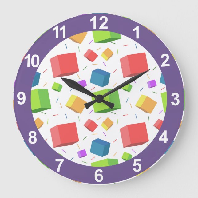 Cute Cubes Large Clock (Front)