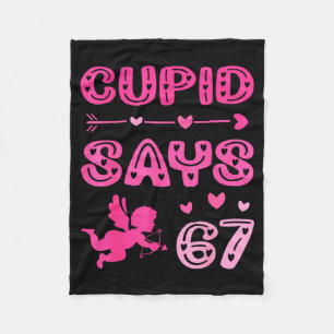 Cute Cud Says 67 Funny Meme Nk Valentine's Day Fleece Blanket