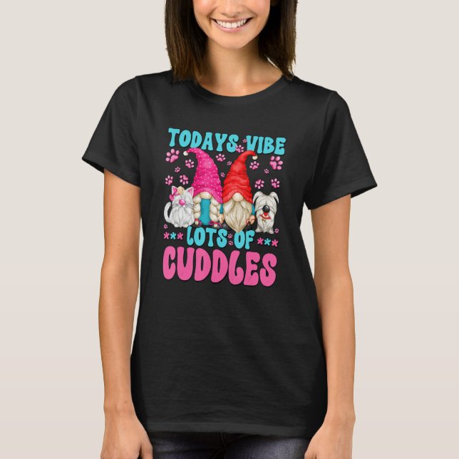 Cute Cuddles Gnome Quote For Women And Best Cat An T-Shirt (Front)