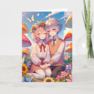 Cute Cuddly Anime Couple   Love You Boo Card