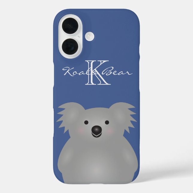 Cute Cuddly Australia Baby Koala Bear Monogram Case-Mate iPhone Case (Back)