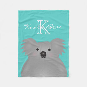 Cute Cuddly Australia Baby Koala Bear Monogram Fleece Blanket