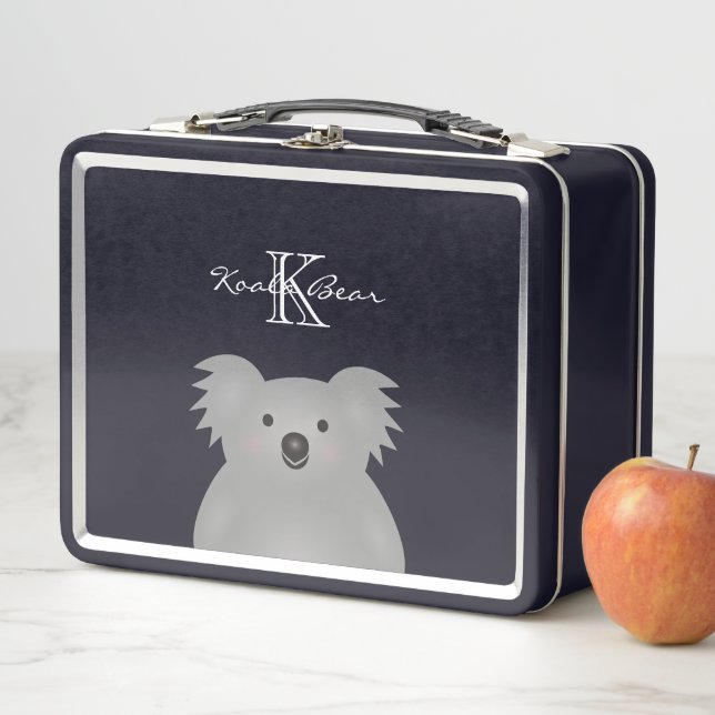 Cute Cuddly Australia Baby Koala Bear Monogram Metal Lunch Box (In Situ)