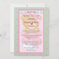 Cute Cuddly Bear Dressed in Pink Baby Shower