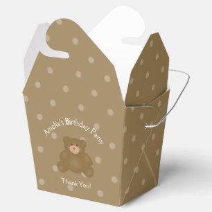 Cute Cuddly Brown Baby Teddy Bear Birthday Party Favour Box