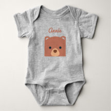 Cute Cuddly Brown Bear Custom Name | Bodysuit