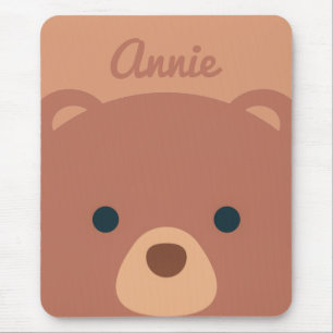 Cute Cuddly Brown Bear Custom Name   Mouse Pad