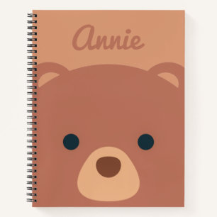 Cute Cuddly Brown Bear Custom Name   Notebook