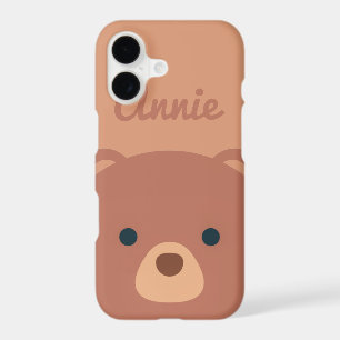 Cute Cuddly Brown Bear Custom Name Phone Case