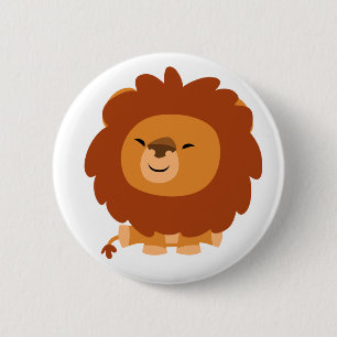 Cute Cuddly Cartoon Lion Button Badge