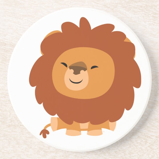 Cute Cuddly Cartoon Lion Coaster (Front)