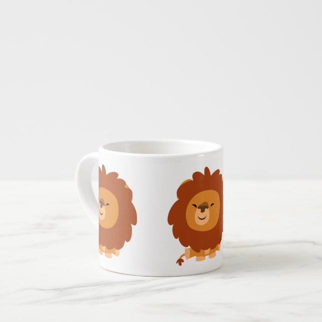 Cute Cuddly Cartoon Lion Espresso Mug (Front Left)