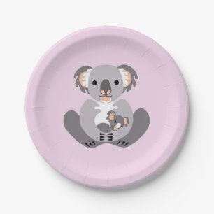 Cute cuddly - KOALA - Australia - Pink Paper Plate