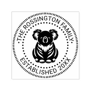 Cute Cuddly Koala Bear Family Name Date Estd Self-inking Stamp