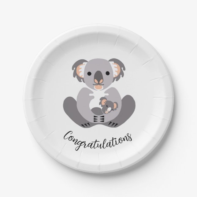 Cute cuddly KOALA - Congratulations  - Party Paper Plate (Front)