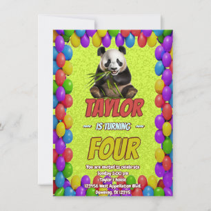 Cute Cuddly Panda Bear Themed Birthday Invite