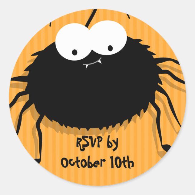 Cute Cuddly Spider Halloween RSVP Envelope Seals (Front)