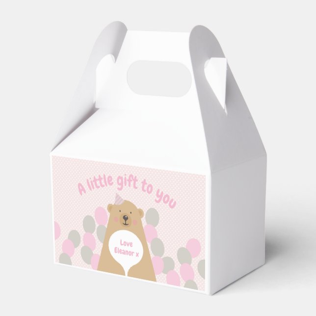 Cute Cuddly Teddy Bear Birthday Favor Box (Front Side)