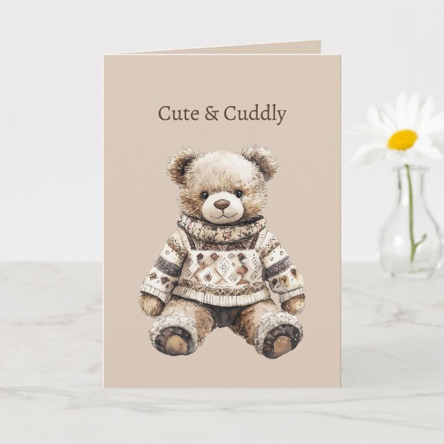Cute & Cuddly Teddy Bear Card (Small Plant)