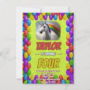 Cute Cuddly Unicorn Themed Birthday Invite