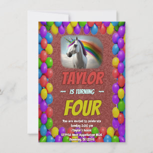 Cute Cuddly Unicorn Themed Birthday Invite