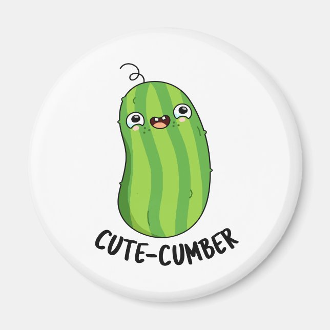Cute-cumber Cute Veggie Cucumber Pun Magnet (Front)
