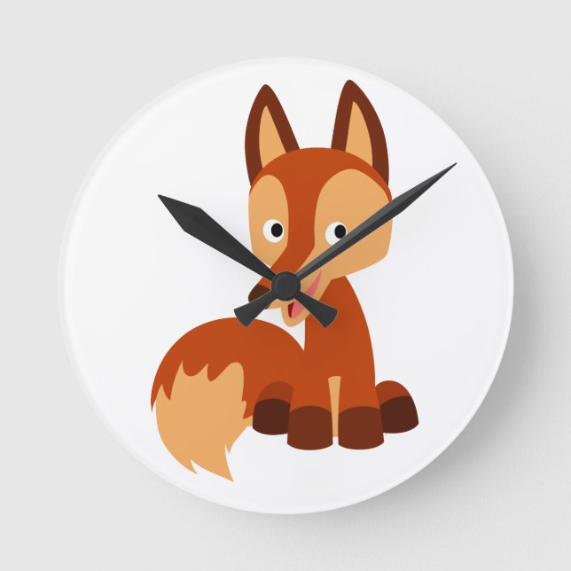Cute Cunning Cartoon Fox Wall Clock (Front)