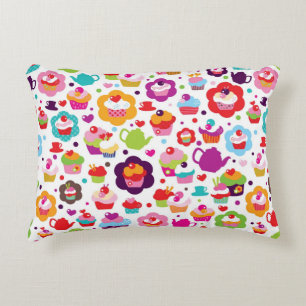 Cute cup cake and tea pot decorative cushion