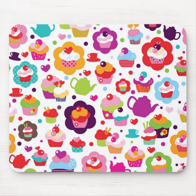 Cute cup cake and tea pot mouse pad (Front)