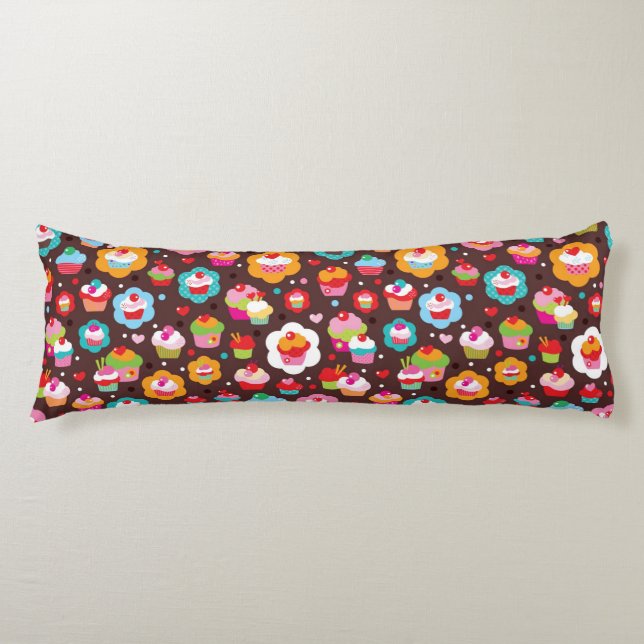 Cute Cup Cake Pattern Body Cushion (Front)