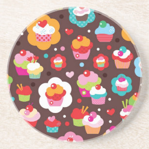 Cute Cup Cake Pattern Coaster
